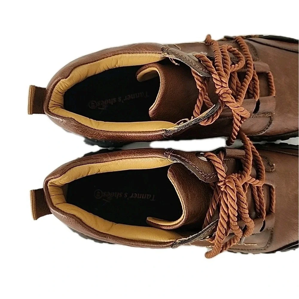 New Tanner Men's 14 Brown Soft Leather Handcrafted Ankle Hiking Outdoor Boots‎